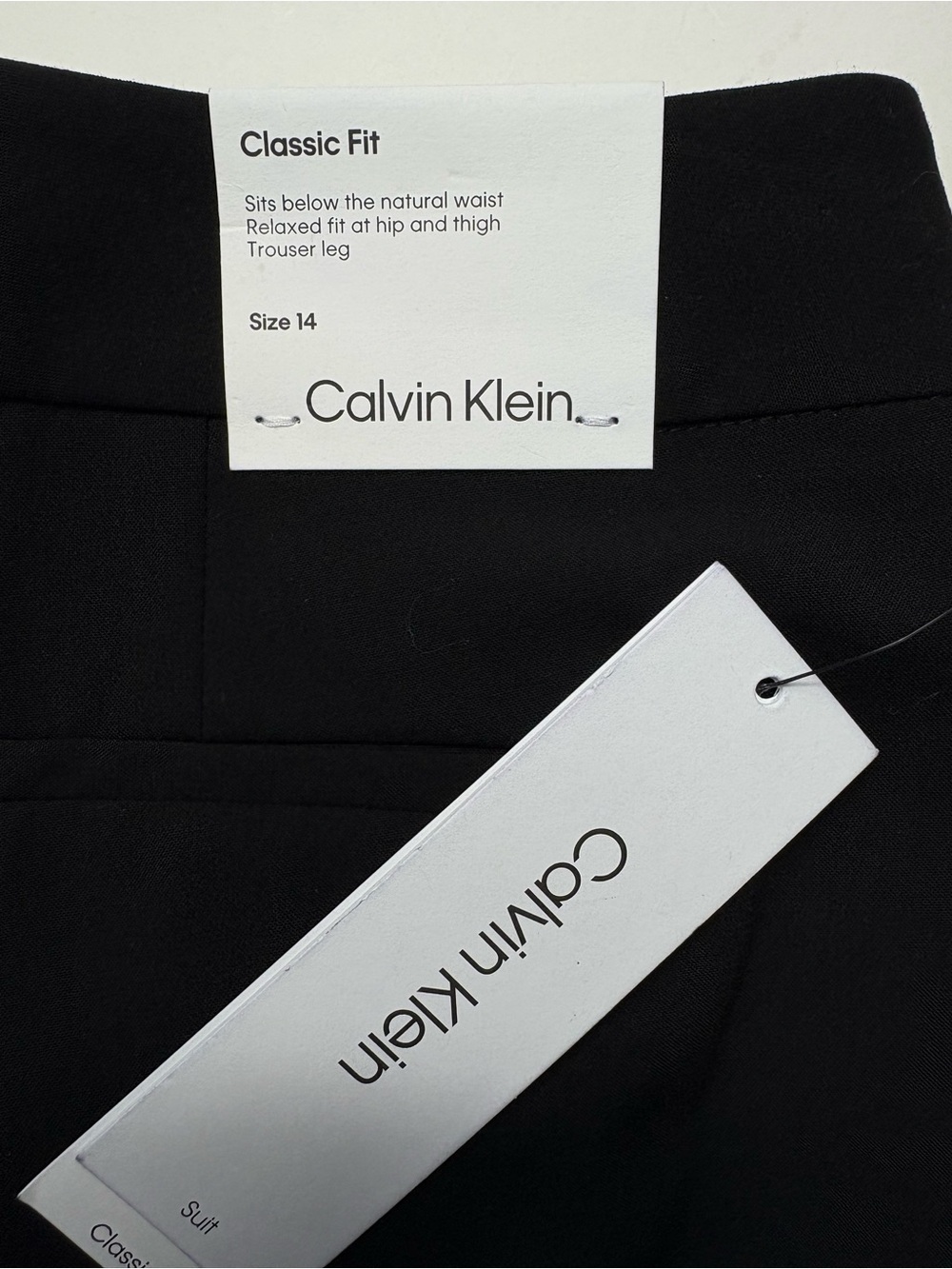 NWT Calvin Klein Classic Fit Suit Trouser Leg Pants Black 14 - Picture 11 of 13